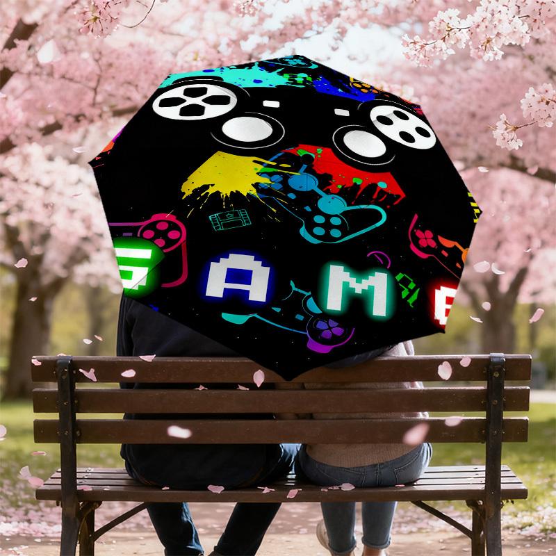 1pc Gamepad Gaming Pattern Umbrella Design Automatic Opening and Closing Umbrella, High-quality Travel Umbrella, C1128209