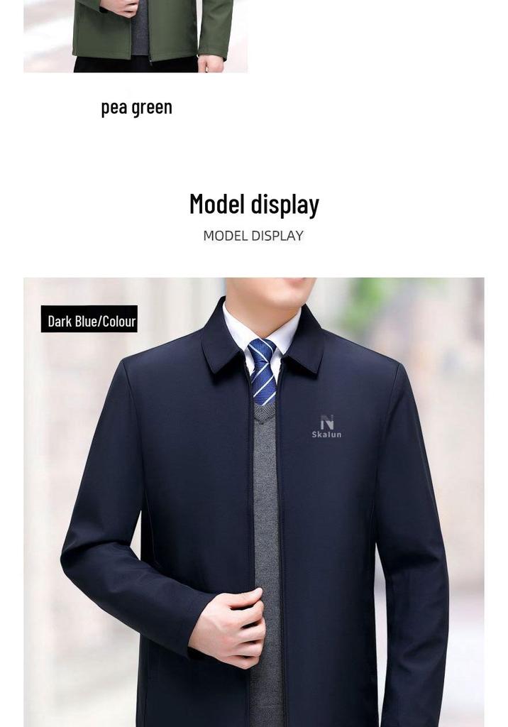Men's Lapel Jacket: Loose Fit, Plus Size, Dad Style, Versatile Business Wear for Middle-aged & Elderly - Spring & Autumn