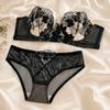 Französisches Sexy Spitzen-Dessous-Set, Atmungsaktives Minimizer-BH-Set mit Hasenohren-Cups für Übergroße Frauen mit großem Busen