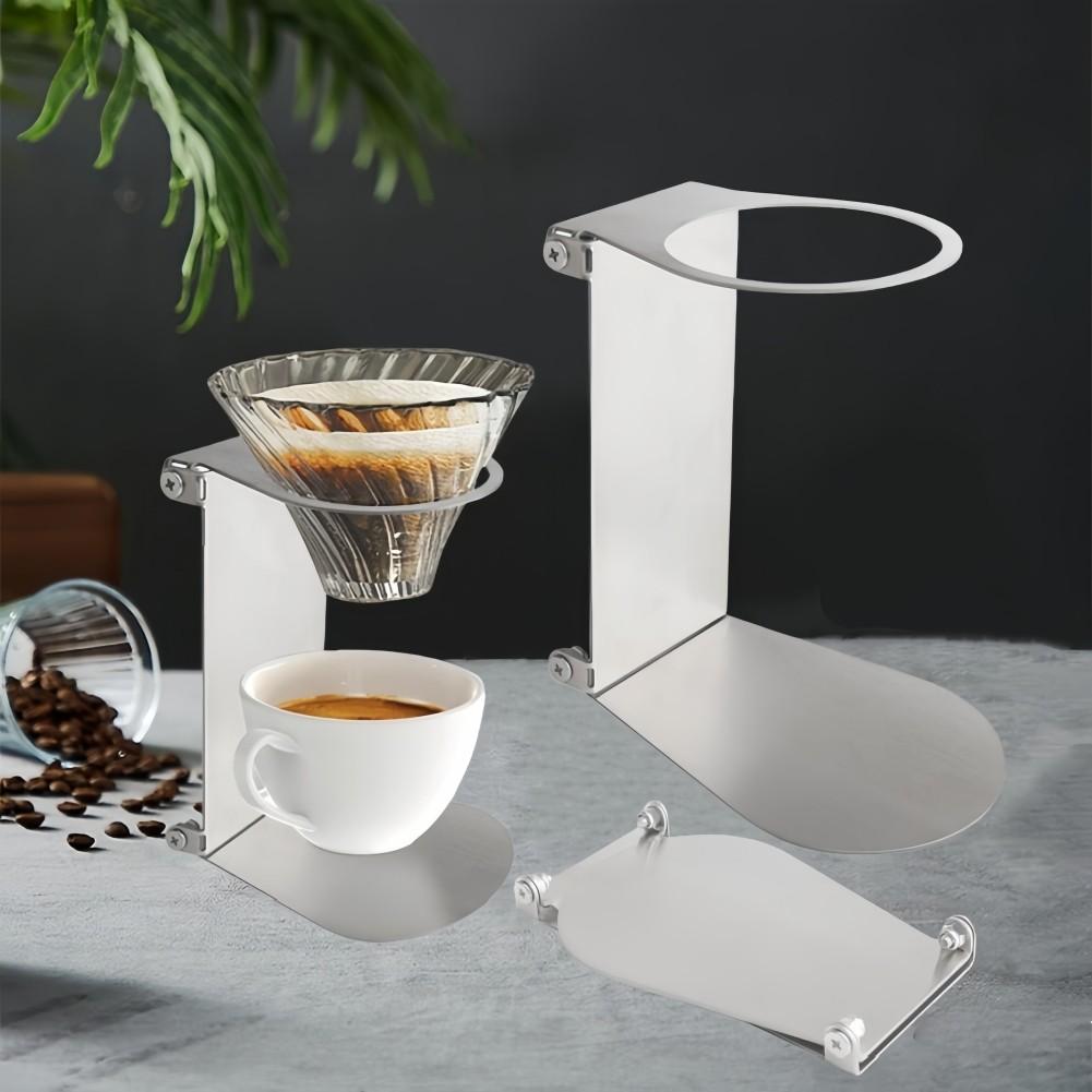 Portable Stainless Steel Pour Over Coffee Dripper Stand Foldable Design