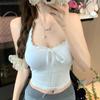 Summer women's new Korean Spice Girls sexy slim European and American style bow lace neck sling vest top