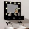 VidaXL Mirror Cabinet with LED, Wall-Mounted Storage Shelf with Mirror, Bathroom Toilet Organizer, Modern, 833520