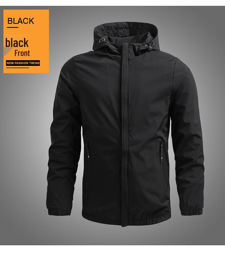 Giacca con Cappuccio da Uomo Taglie Forti Stile Coreano - Colore Unito, Manica Lunga, Collo a Revers, Nuovo Capospalla Primaverile