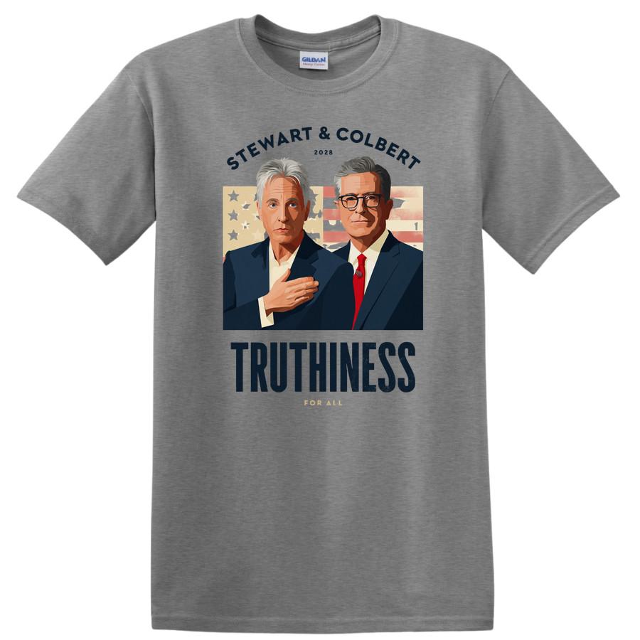 Stewart Colbert T Shirt Truthiness For All 2028 Funny Political Vote Tee Gift S