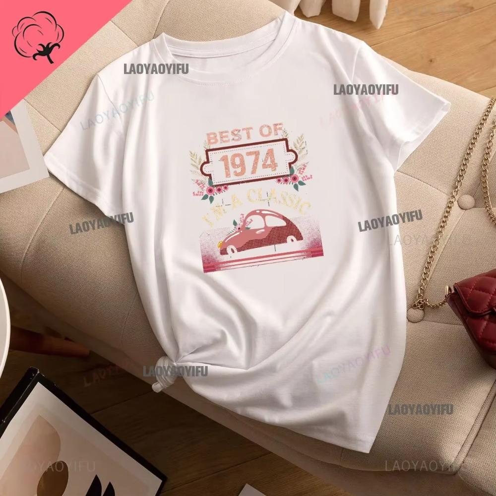 Vintage Funny Made in 1974 All Original Parts T Shirt Graphic Streetwear Short Sleeve Birthday Gifts Summer Cotton Tshirt Men