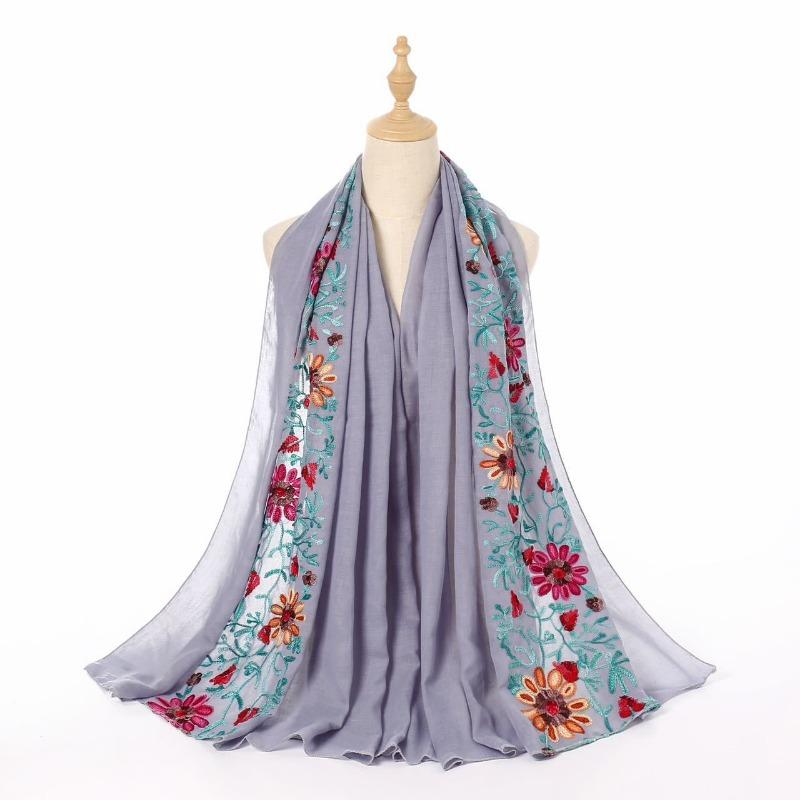 Womens Ethnic Style Embroidered Summer Sun Protection Shawl Scarf