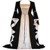 European and American Style Gold Velvet Lap-up Trumpet Sleeves Vintage Medieval Long Dress Dress