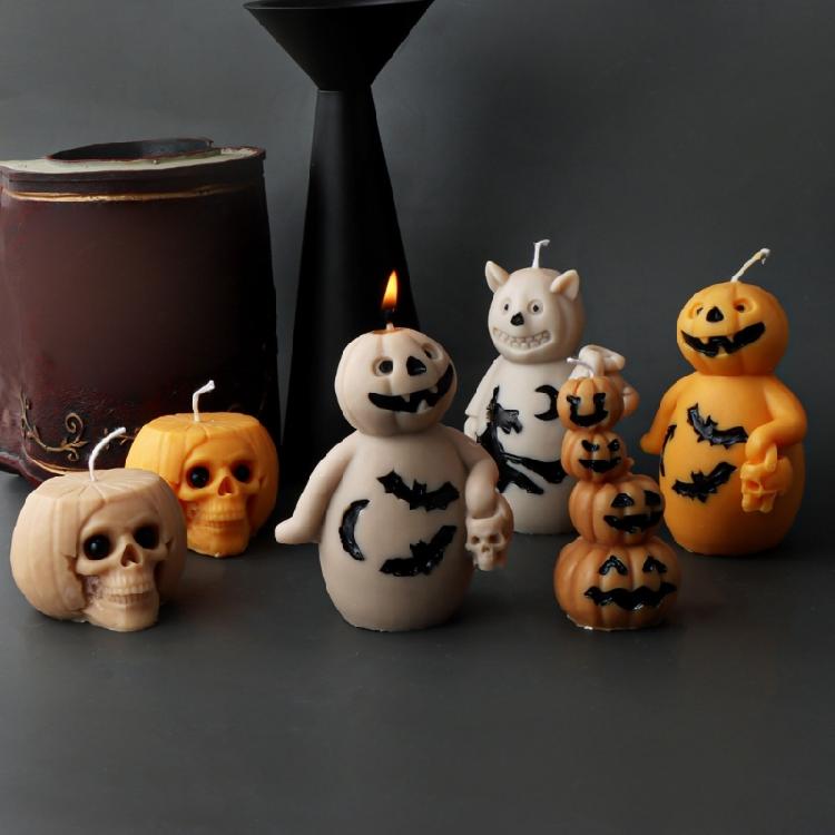 Kürbis-Kerzenformen Halloween-Schädel-Kerzenformen zur Herstellung von Kerzenseife