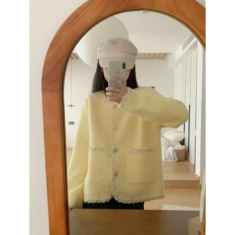 Imitation Mink Velvet Knitted Cardigan Autumn and Winter New Temperament Loose Sweater Jacket Women