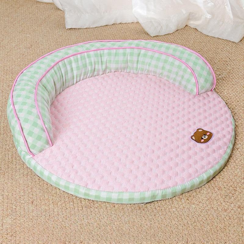

Round Cat Cooling Bed with Removable Pad Neck-protecting Cushion Sizes S/M/L Suitable for Puppy Kitten Dog Houses Habitats Nests S-Diameter 40cm