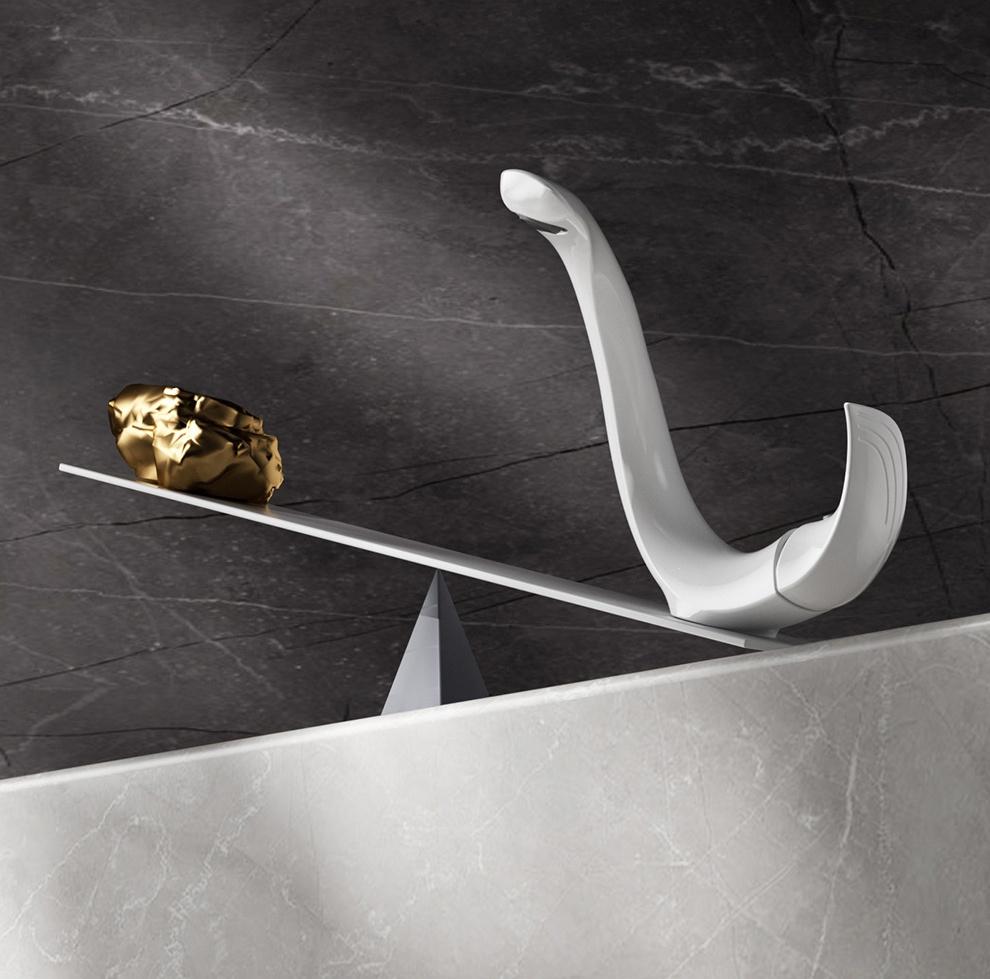 New White Basin Faucet Bathroom Hot and Cold Chrome Brass Decked Single Lever Sink Mixer