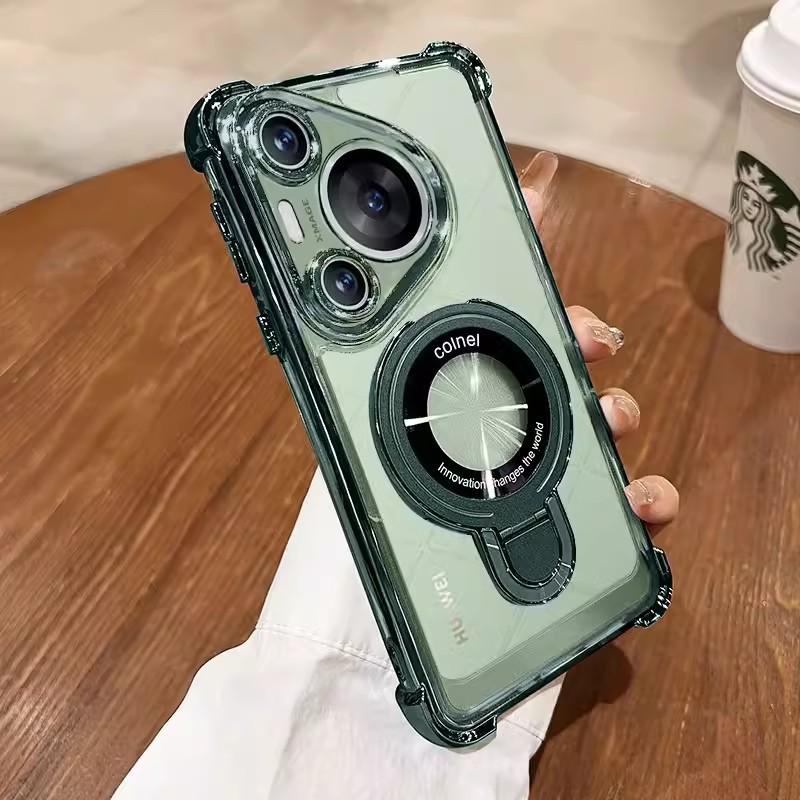 Huawei Pura70 Electroplated Four Corners Compatible with HONOR Magic6 Gradient Magnetic Shield Stand Phone Case Mate60