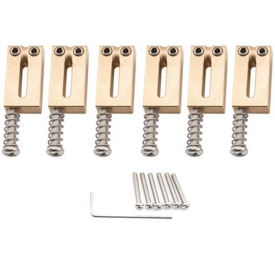 Musiclily Ultra 10.5mm Offset Brass Guitar Saddles, Offset Style, for American Strat/Telecaster Electric Guitars, Original Colors (Set of 6)