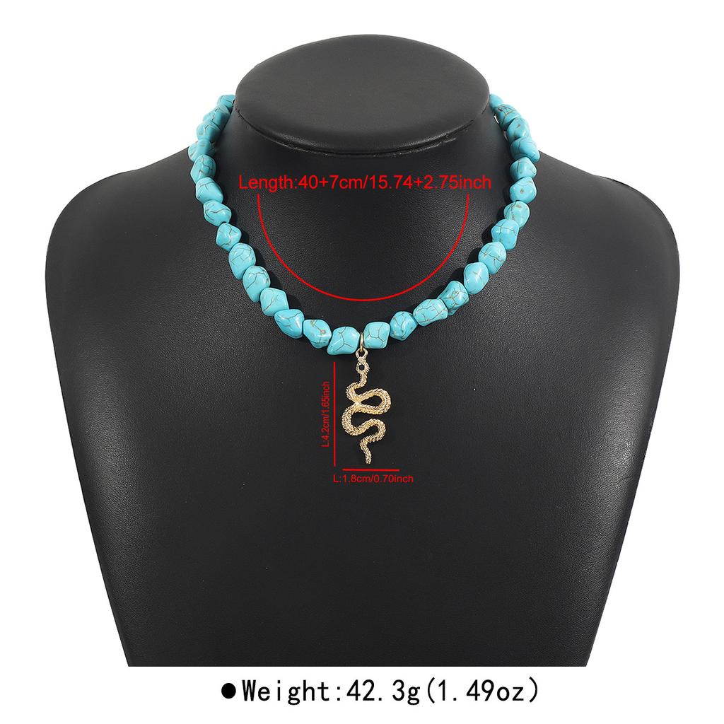 Bohemian Style Evil Eye Turquoise Necklace Irregular Beaded Choker Western Fashion Jewelry For Women Trendy Accessory