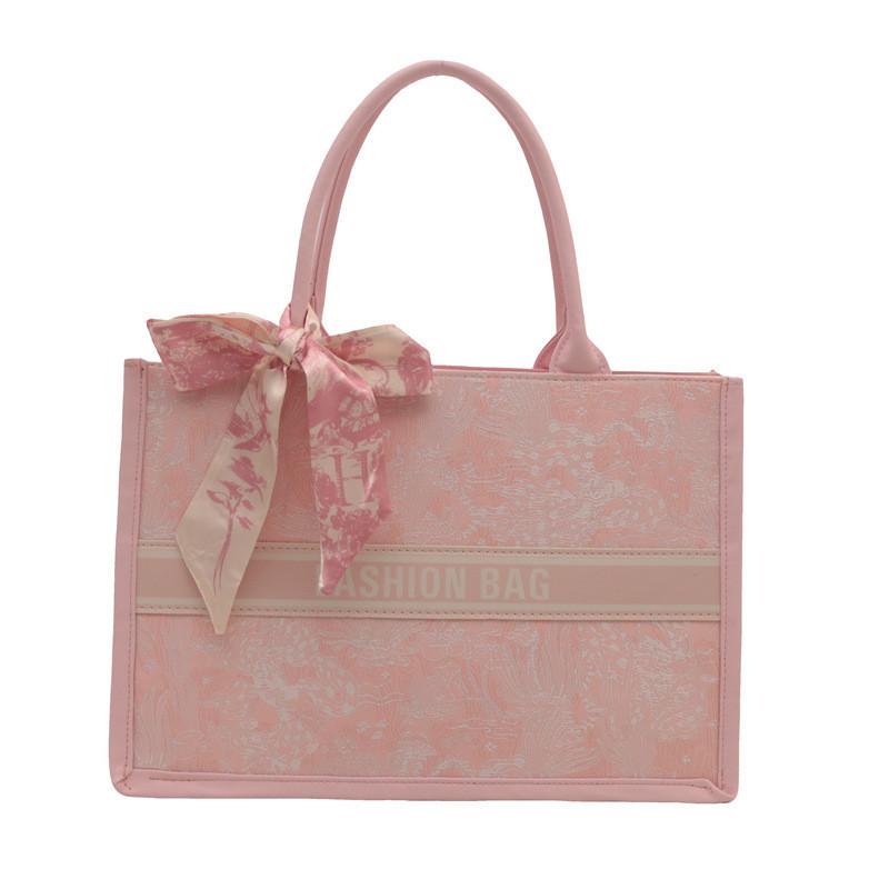 

Modern Artistic Large Capacity Tote Bag With Unique Bow Design For Women рожевий