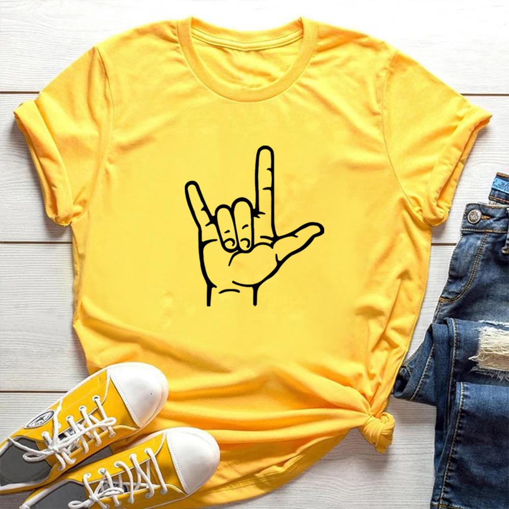 I Love You Sign ASL T-Shirt Sign Language T Shirt Valentines Day Shirt Women's Valentine T-Shirts Hand Love Tshirt