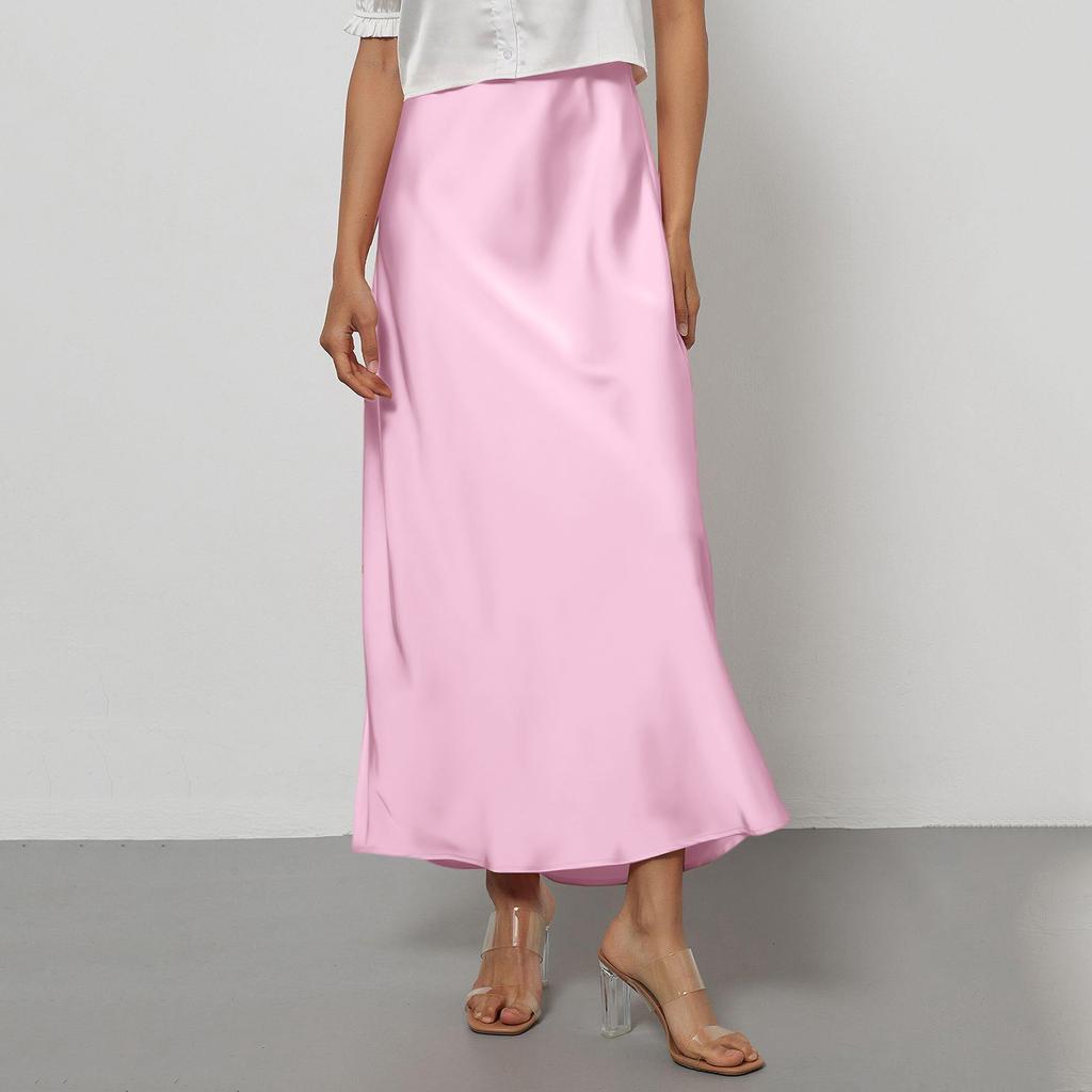 Fustă satin elegantă texturată pentru femei, rochie midi mulată, cu drapaje