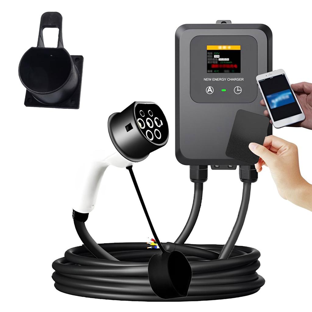NOWY EV Wallbox 5M 7KW 32A Stacja Ładowania Samochód Dom EV Wallbox Samochód Elektryczny EV Wallbox Z 5M Kablem Ładowanie kartą/Ładuj teraz