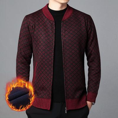 Herbst und Winter Herren Fleece verdickt Pullover Stehkragen lässig gestrickt Mode Herrenmantel