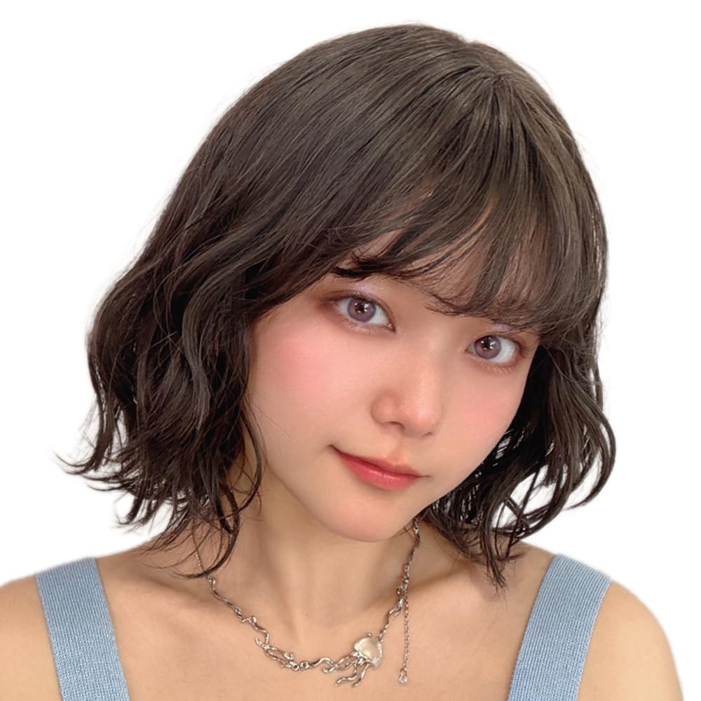 

AQUADOLL Curly Bob Wig, Medium Length, Blonde/Red Hair, High Tone, Full Wig, One Size Fits Most, B3 (Cafe Brown) wg359B3