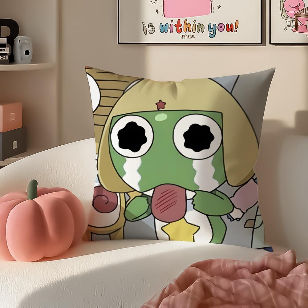KKeroro GGunsouS Frog Cushion Cover Pillowcase Short Plush Invisible zipper Room Sofa Cushion Cover