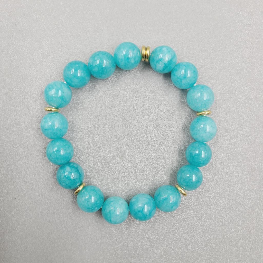 Summer Beach Jewelry Dainty Layering Choker Chunky Gemstone Genuine Aquamarine Beaded Necklace with Gold Toggle Clasp