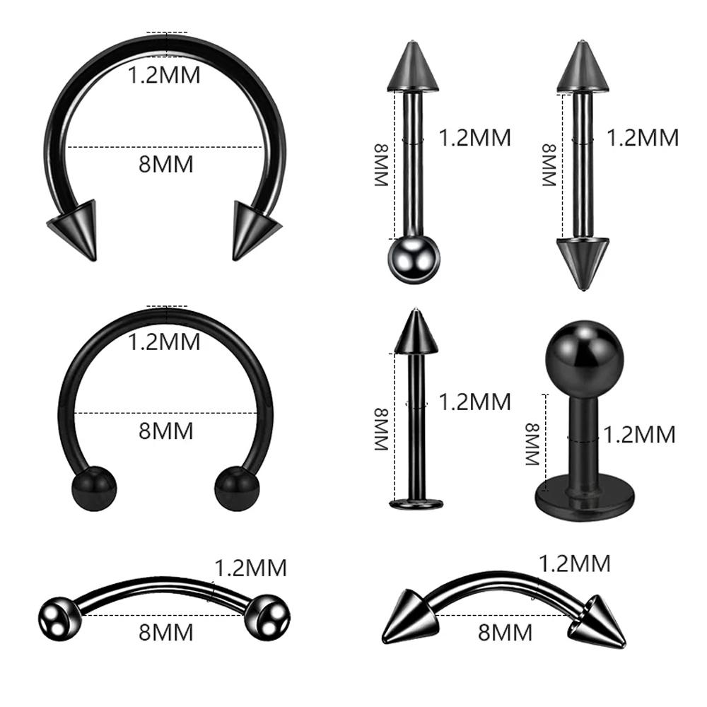 5Pcs Implant Grade F136 Titanium Gothic Spike Labret Tragus Helix Bar Lip Bar Rings Stud Cartilage Ear Piercings Body Jewelry