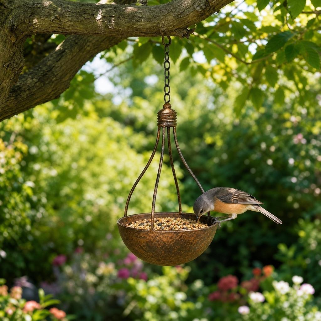 Rustic Metal Hanging Planter Light Bulb Shape Outdoor Wall Decoration Hanging Flower Pot Suitable for Bird Feeder Use