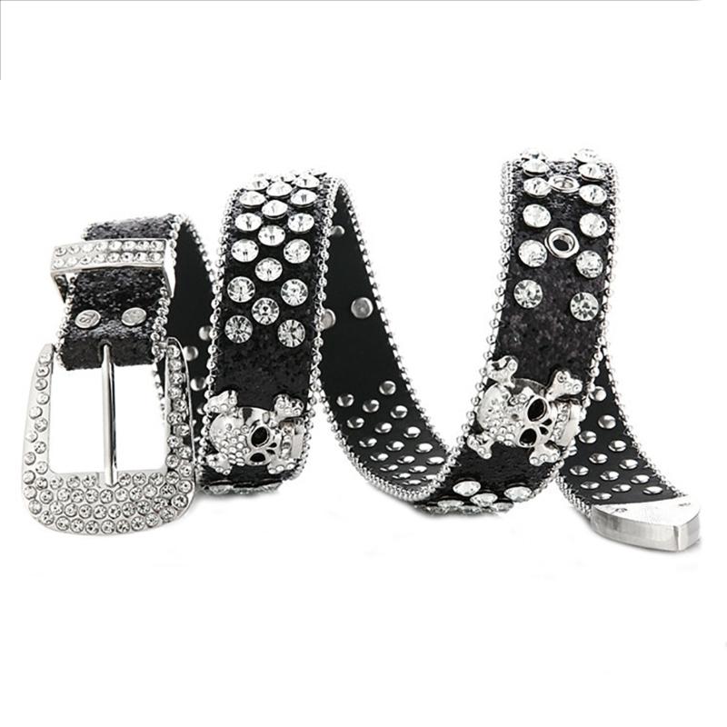 Adjustable Punk Waist Belt With Rhinestones Detail, Stylish PU Leather Waistband Sash For Casual Outfit