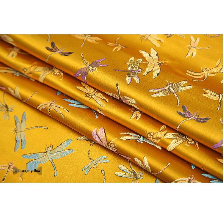 High-Density Nylon Dragonfly Jacquard Cheongsam Fabric - Chinese Silk Satin Hanfu for Children's Brocade
