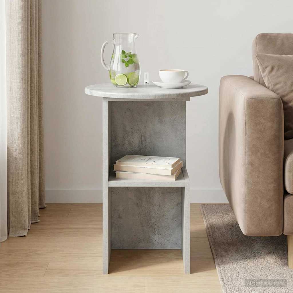 Side Table Concrete Grey Ø 39.5 x 55 cm Engineered Wood