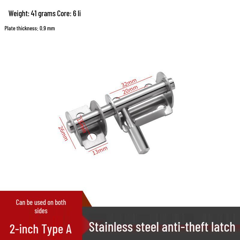 

304 Stainless Steel Bolt Cage Lock with Two-Way Door Pins and Anti-theft Padlock for Main and Warehouse Doors