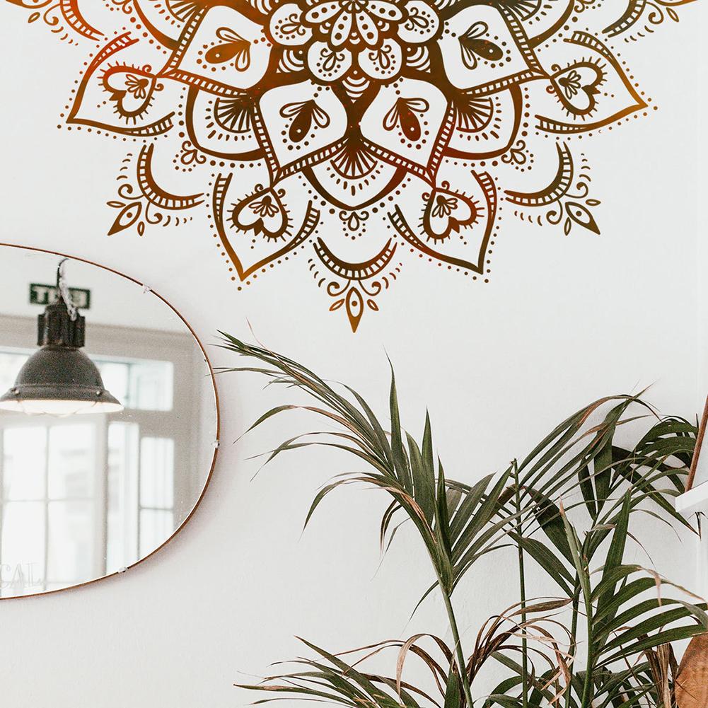 Lotus Wall Sticker Boho Mandala Flower Removable Wall Decals For Living Room Bedroom Tv Wall Decoration