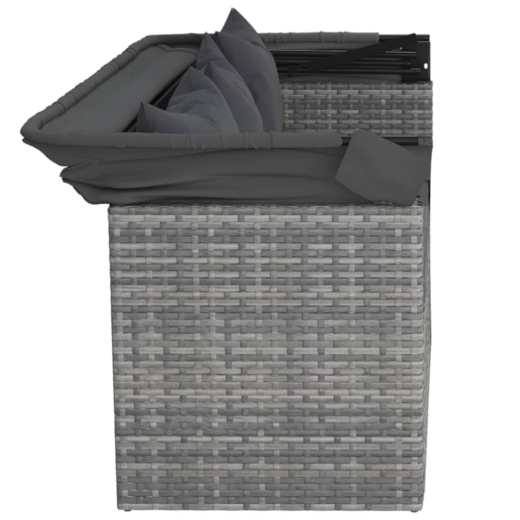 Vidaxl 4-Cz. Garten-Sitzgruppe, Kissen, Grau, Rattan PE