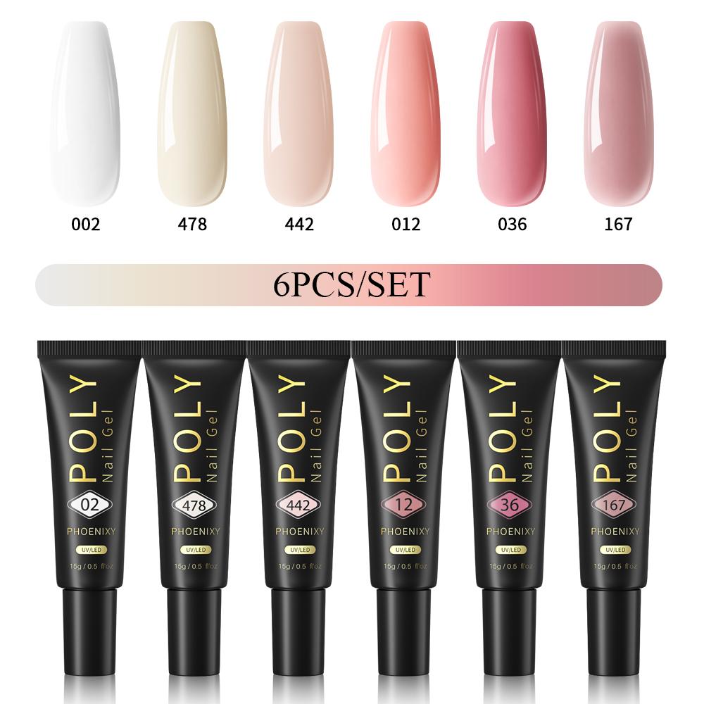 PHOENIXY Poly Nail Gel na prodloužení nehtů Rychlý stavební gel na prsty s 37 barvami Poly Nail Gel na prodloužení a akrylový gelový lak na nail Art