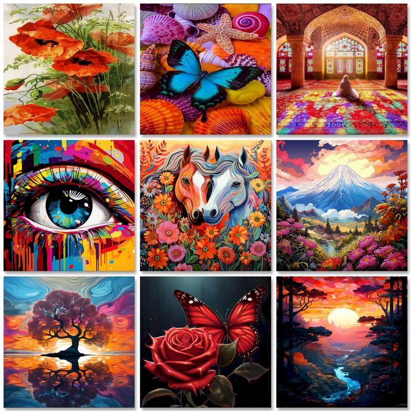 CHENISTORY Diy Oil Painting By Numbers Flowers Paint Kit Animal butterfly Picture Frame Markers By Numbers Crafts Acrylic Wall D