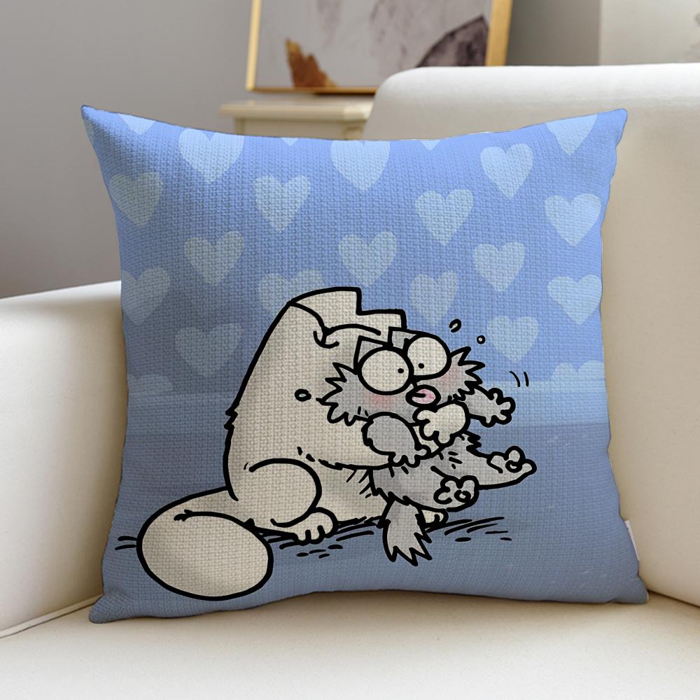 Funny SSimons CatS Cushion Cover Breathable and skinfriendly linen pillowcase square removable and washable cushion