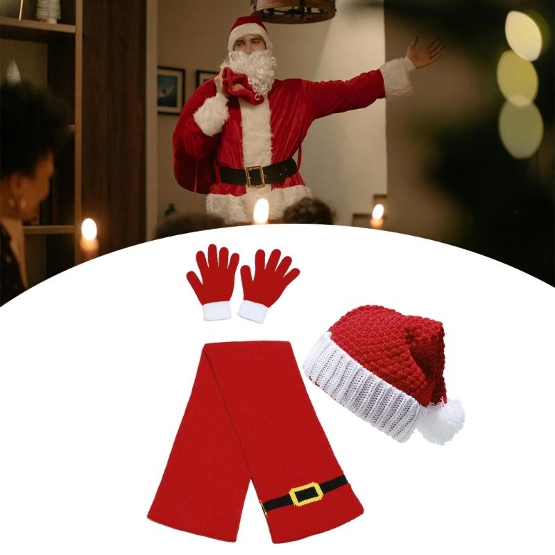 Christmas Knitted Headwear Head Wrap Scarf Gloves Thicken Neck Warmer Comfortable Warm Hand Covering