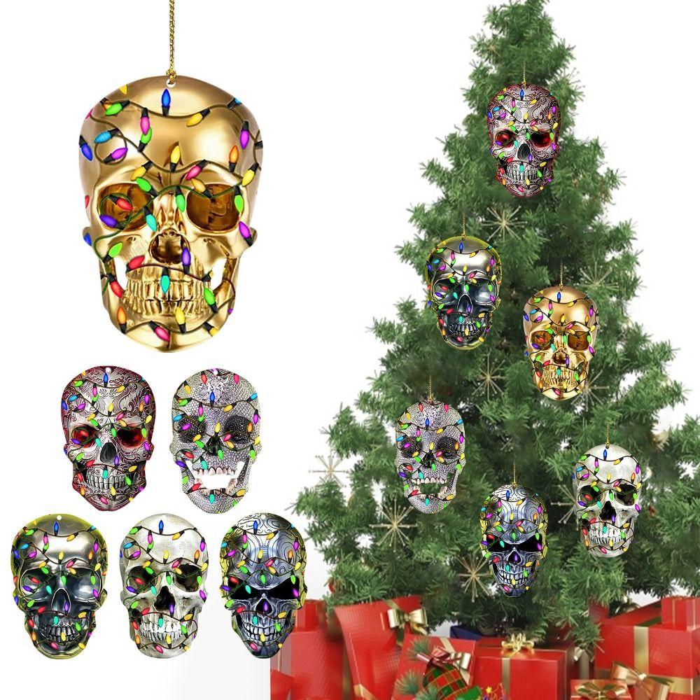 DIY Skull Pendant Horror Skeleton Car Ornaments Christmas Tree Drop Ornaments Car Rearview Decor