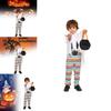 Halloween Child Costume For Kids With Polyester Fabric And Playful Striped Ghost Design For Party Performance