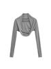 Damen Spicy American Langarm Cropped Sport-Strickjacke mit Daumenloch für Yoga und Tanz