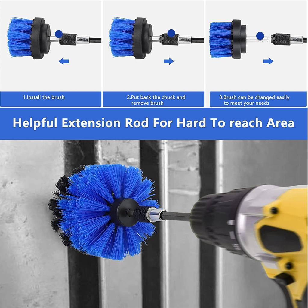 ETOUPA 8 Piece Drill Brush Attachment Set Power Cleaning Scrub Brush Kit with Extended