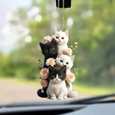 Підвіска для автомобільного дзеркала заднього виду з прикрасою «кішка» зі шнурком. Легко повісити. Чарівна підвіска «Різдвяна ялинка» у формі кішки