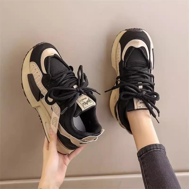 Platform waffle shoes women's new spring and autumn 2025 super fire lightweight soft sole casual sports shoes versatile dad shoes