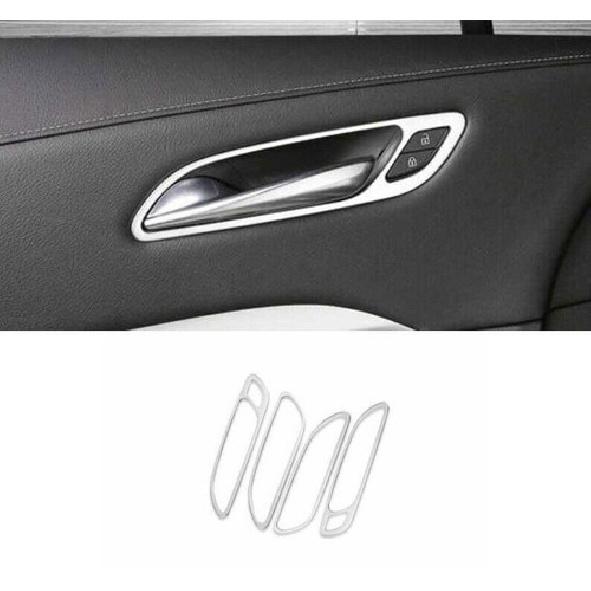 For Cadillac XT4 2019-2024 Silver Steel Inner Door Handle Bowl Frame Trim 4x