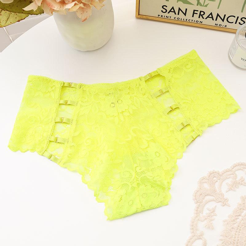 12 Color Women's Panties Underwear Sexy Hollow Middle Waist Briefs Lace Flower Breathable Underpants Europe Plus Size Lingerie