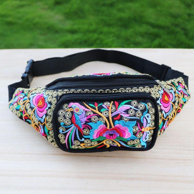 

Женские сумки с вышивкой, новые поясные сумки, женские сумки в богемном стиле, повседневная широкополосная сумка через плечо, модная женская поясная сумка Money Tree Flower