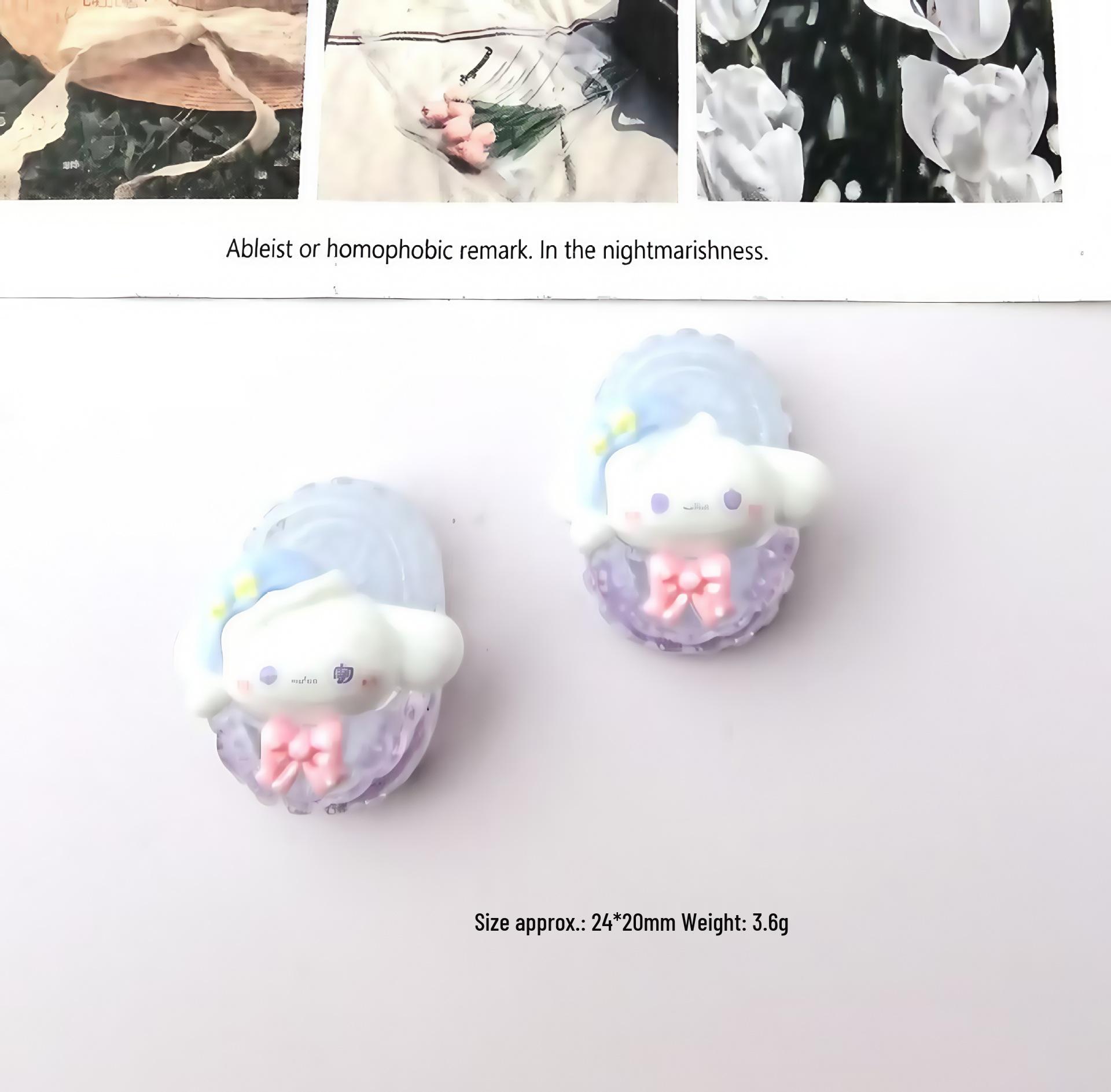 Sanrio Cartoon Resin Ornaments: Handmade Hair Clips, Phone Cases, Ice Slippers, and Shoe Buckles. Small Card