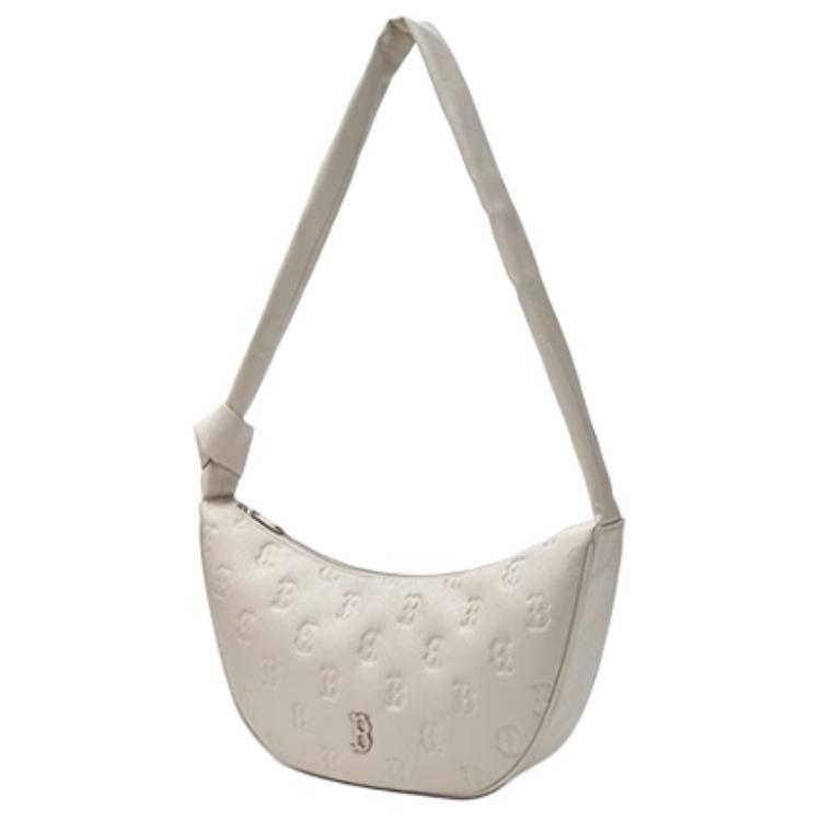 MLB Fashionable Versatile Portable PU Underarm Bag Shoulder Bag Medium Size Unisex Bags White Black 3ACRMV15N