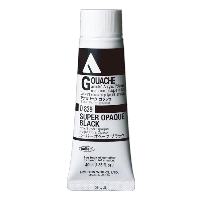 

holbein acrylic gouache D839 40ml super opaque black 07839